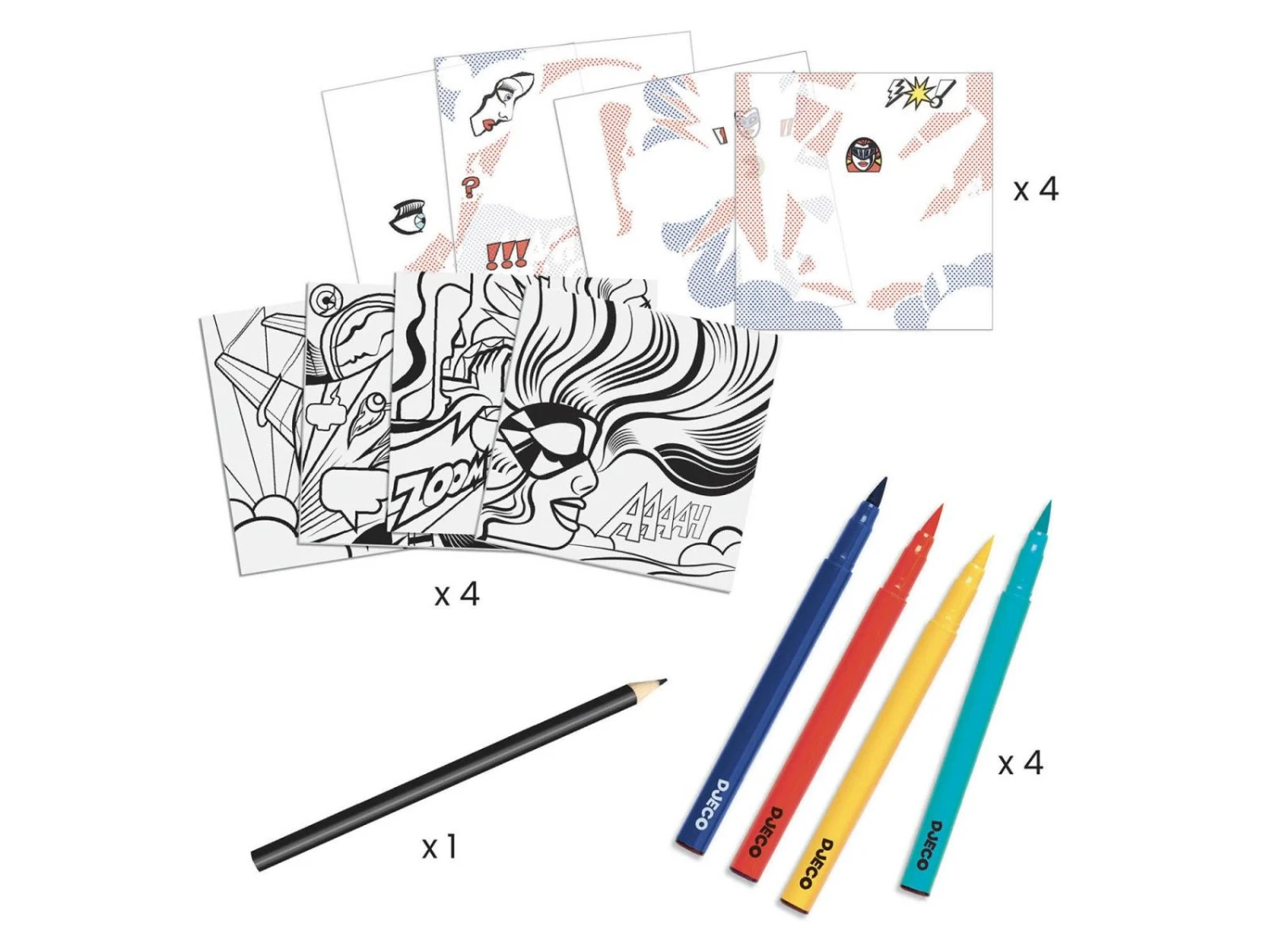 Djeco Kleuren En Krassen - Superheroes - Inspired By Roy Lichtenstein - DJ09376 7 Djeco Kleuren En Krassen - Superheroes - Inspired By Roy Lichtenstein - DJ09376 - Afbeelding 5